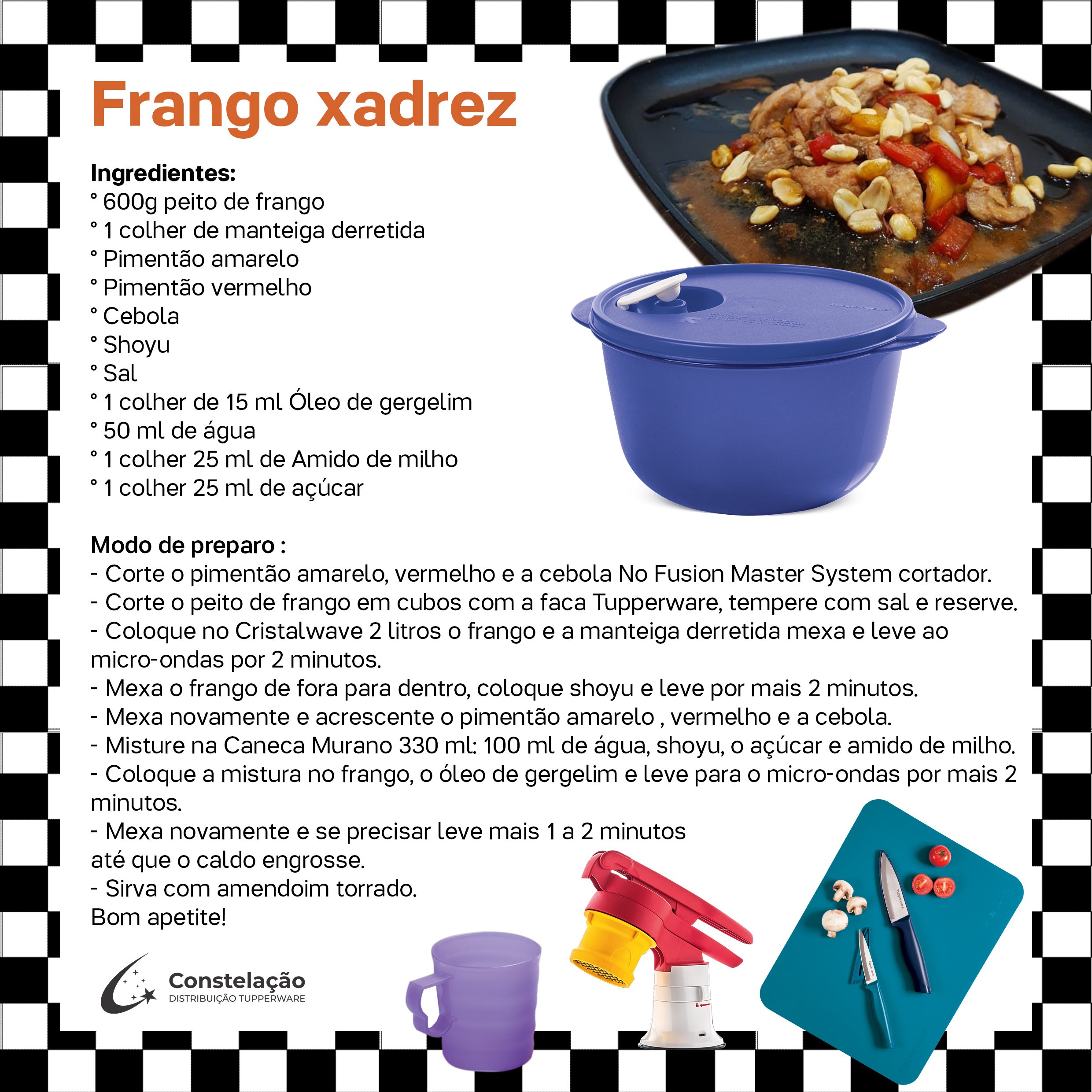 Frango Xadrez - Receita de Frango Xadrez Tradicional